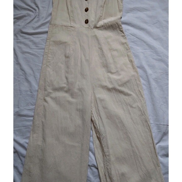 Madewell Linen Blend Jumpsuit Romper Button Front Ivory Boho Womens Size 0 - Picture 5 of 13